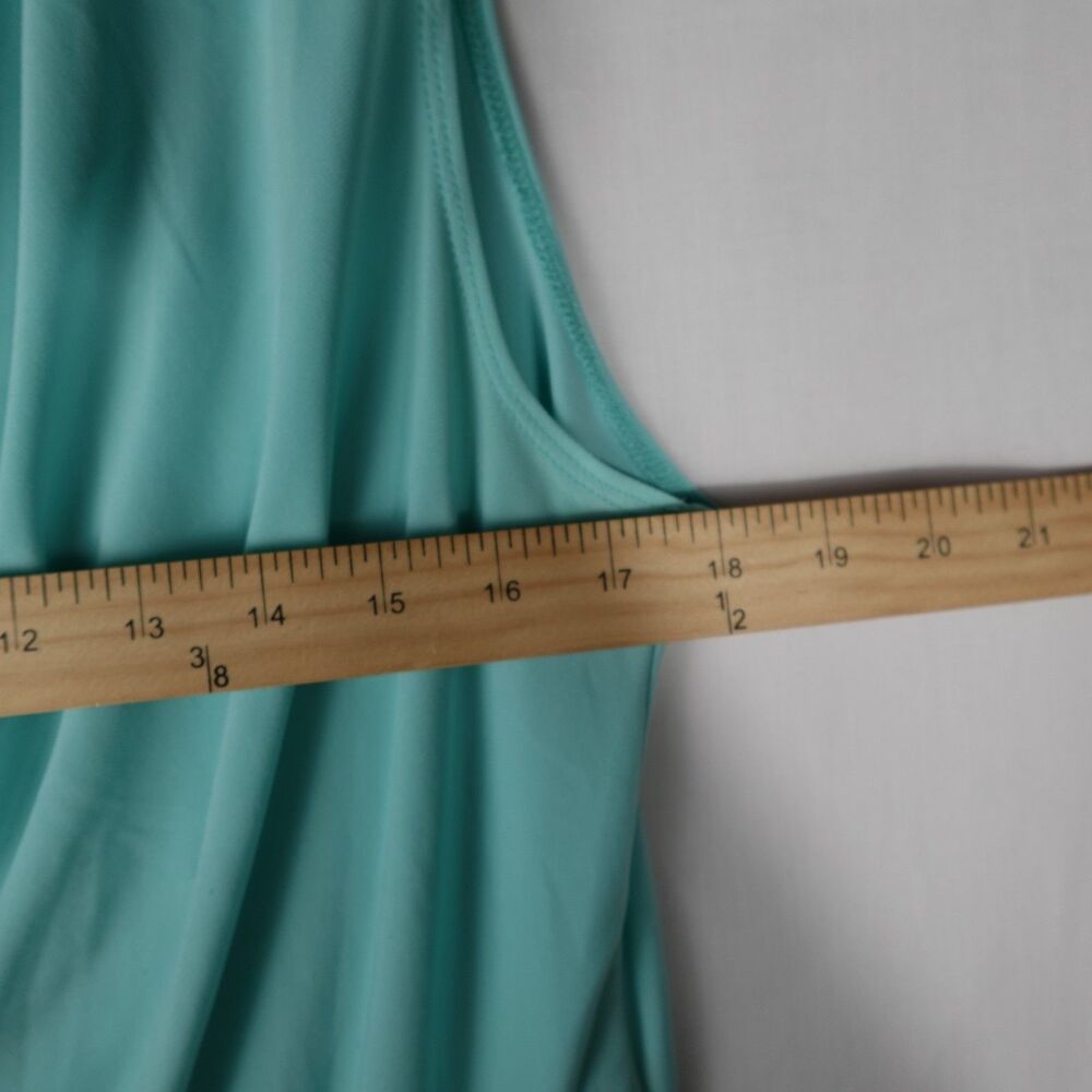 Dressbarn XL Cowl Neck Blouse Aqua Blue Sleeveless Tank Pullover Stretch Career - Picture 10 of 16